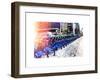 Urban Scene with NYC Citibike in Winter-Philippe Hugonnard-Framed Art Print