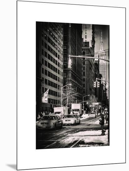 Urban Scene with the Empire State Building in Winter-Philippe Hugonnard-Mounted Art Print