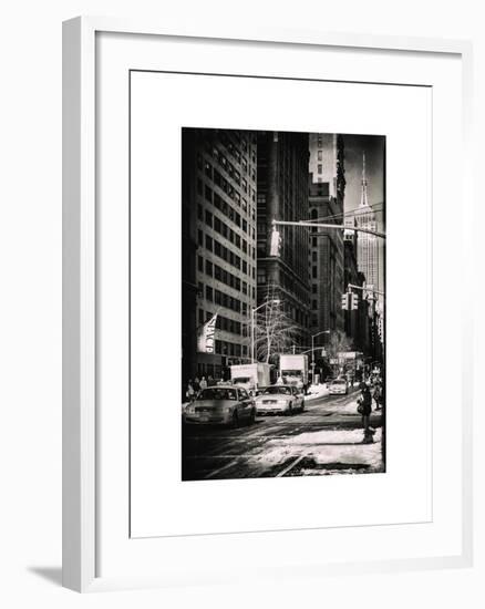 Urban Scene with the Empire State Building in Winter-Philippe Hugonnard-Framed Art Print