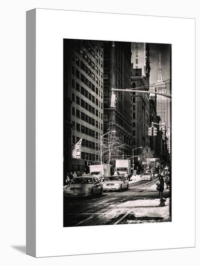 Urban Scene with the Empire State Building in Winter-Philippe Hugonnard-Stretched Canvas