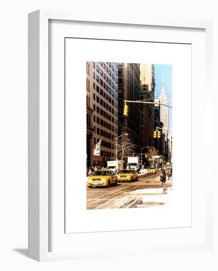 Urban Scene with the Empire State Building in Winter-Philippe Hugonnard-Framed Art Print