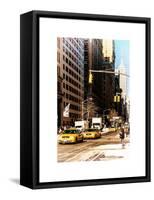 Urban Scene with the Empire State Building in Winter-Philippe Hugonnard-Framed Stretched Canvas