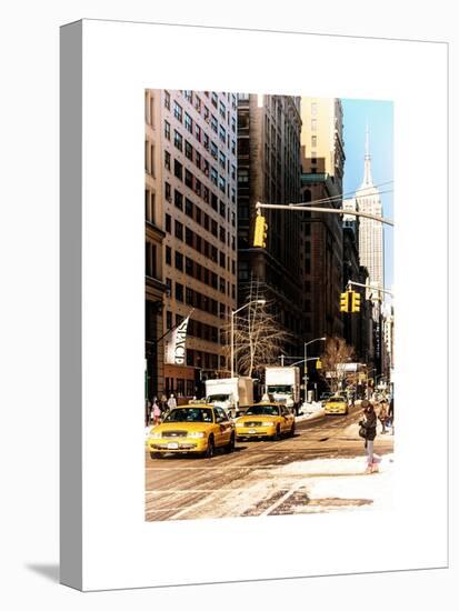 Urban Scene with the Empire State Building in Winter-Philippe Hugonnard-Stretched Canvas