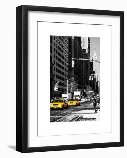 Urban Scene with the Empire State Building in Winter-Philippe Hugonnard-Framed Art Print