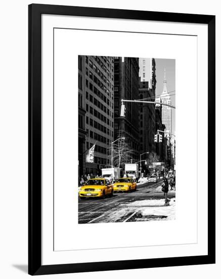 Urban Scene with the Empire State Building in Winter-Philippe Hugonnard-Framed Art Print