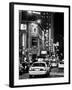 Urban Scene with Yellow Cab by Night at Times Square, Manhattan, NYC, Black and White Photography-Philippe Hugonnard-Framed Premium Photographic Print