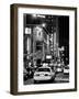 Urban Scene with Yellow Cab by Night at Times Square, Manhattan, NYC, Black and White Photography-Philippe Hugonnard-Framed Photographic Print