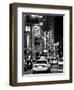 Urban Scene with Yellow Cab by Night at Times Square, Manhattan, NYC, Black and White Photography-Philippe Hugonnard-Framed Photographic Print