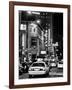 Urban Scene with Yellow Cab by Night at Times Square, Manhattan, NYC, Black and White Photography-Philippe Hugonnard-Framed Photographic Print