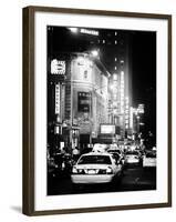 Urban Scene with Yellow Cab by Night at Times Square, Manhattan, NYC, Classic Old-Philippe Hugonnard-Framed Photographic Print