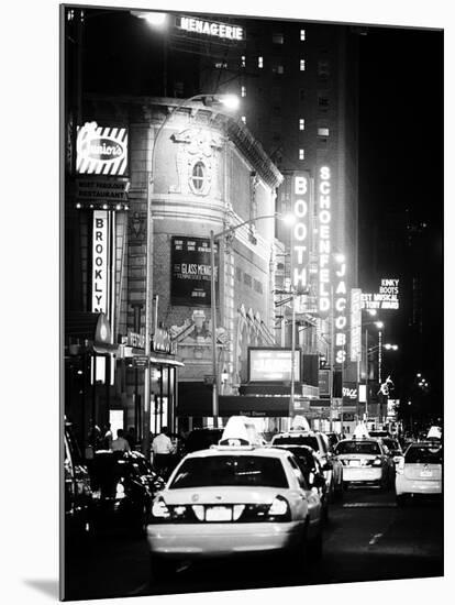 Urban Scene with Yellow Cab by Night at Times Square, Manhattan, NYC, Classic Old-Philippe Hugonnard-Mounted Premium Photographic Print