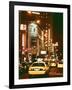 Urban Scene with Yellow Cab by Night at Times Square, Manhattan, NYC, Vintage Colors Photography-Philippe Hugonnard-Framed Photographic Print