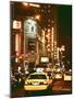 Urban Scene with Yellow Cab by Night at Times Square, Manhattan, NYC, Vintage Colors Photography-Philippe Hugonnard-Mounted Photographic Print