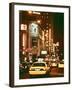 Urban Scene with Yellow Cab by Night at Times Square, Manhattan, NYC, Vintage Colors Photography-Philippe Hugonnard-Framed Photographic Print