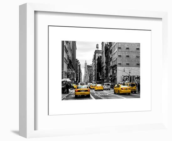 Urban Scene with Yellow Cab in Broadway-Philippe Hugonnard-Framed Art Print