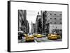 Urban Scene with Yellow Cab in Broadway-Philippe Hugonnard-Framed Stretched Canvas