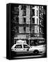 Urban Scene with Yellow Cab on the Upper West Side of Manhattan, NYC, Black and White Photography-Philippe Hugonnard-Framed Stretched Canvas