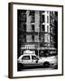 Urban Scene with Yellow Cab on the Upper West Side of Manhattan, NYC, Black and White Photography-Philippe Hugonnard-Framed Photographic Print