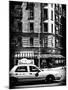 Urban Scene with Yellow Cab on the Upper West Side of Manhattan, NYC, Black and White Photography-Philippe Hugonnard-Mounted Photographic Print