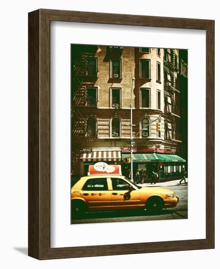 Urban Scene with Yellow Cab on the Upper West Side of Manhattan, NYC, Vintage Colors Photography-Philippe Hugonnard-Framed Photographic Print