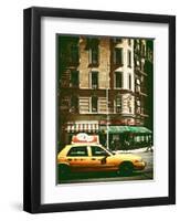 Urban Scene with Yellow Cab on the Upper West Side of Manhattan, NYC, Vintage Colors Photography-Philippe Hugonnard-Framed Photographic Print