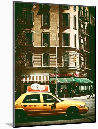 Urban Scene with Yellow Cab on the Upper West Side of Manhattan, NYC, Vintage Colors Photography-Philippe Hugonnard-Mounted Photographic Print