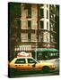 Urban Scene with Yellow Cab on the Upper West Side of Manhattan, NYC, Vintage Colors Photography-Philippe Hugonnard-Stretched Canvas