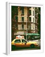 Urban Scene with Yellow Cab on the Upper West Side of Manhattan, NYC, Vintage Colors Photography-Philippe Hugonnard-Framed Premium Photographic Print