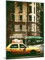 Urban Scene with Yellow Cab on the Upper West Side of Manhattan, NYC, Vintage Colors Photography-Philippe Hugonnard-Mounted Premium Photographic Print