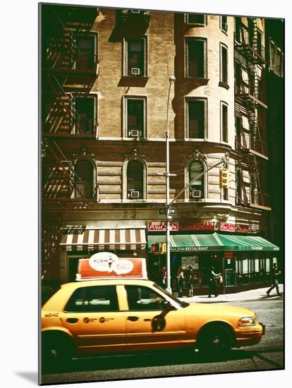 Urban Scene with Yellow Cab on the Upper West Side of Manhattan, NYC, Vintage Colors Photography-Philippe Hugonnard-Mounted Photographic Print