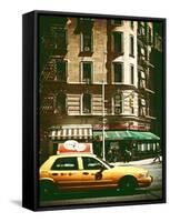 Urban Scene with Yellow Cab on the Upper West Side of Manhattan, NYC, Vintage Colors Photography-Philippe Hugonnard-Framed Stretched Canvas