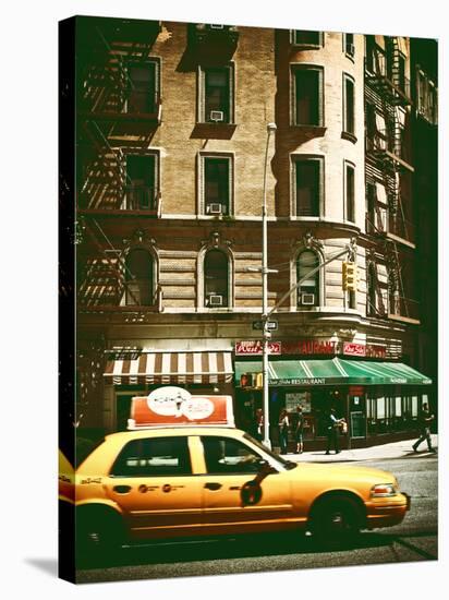 Urban Scene with Yellow Cab on the Upper West Side of Manhattan, NYC, Vintage Colors Photography-Philippe Hugonnard-Stretched Canvas