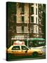 Urban Scene with Yellow Cab on the Upper West Side of Manhattan, NYC, Vintage Colors Photography-Philippe Hugonnard-Stretched Canvas