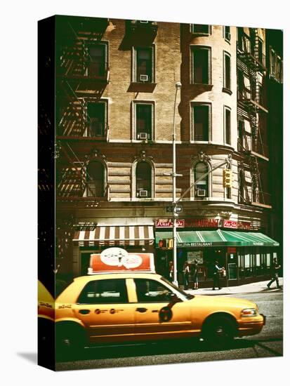 Urban Scene with Yellow Cab on the Upper West Side of Manhattan, NYC, Vintage Colors Photography-Philippe Hugonnard-Stretched Canvas