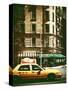 Urban Scene with Yellow Cab on the Upper West Side of Manhattan, NYC, Vintage Colors Photography-Philippe Hugonnard-Stretched Canvas