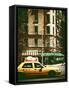 Urban Scene with Yellow Cab on the Upper West Side of Manhattan, NYC, Vintage Colors Photography-Philippe Hugonnard-Framed Stretched Canvas