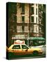 Urban Scene with Yellow Cab on the Upper West Side of Manhattan, NYC, Vintage Colors Photography-Philippe Hugonnard-Stretched Canvas