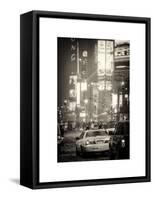 Urban Scene with Yellow Taxi-Philippe Hugonnard-Framed Stretched Canvas