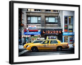 Urban Scene with Yellow Taxis Manhattan Winter-Philippe Hugonnard-Framed Photographic Print