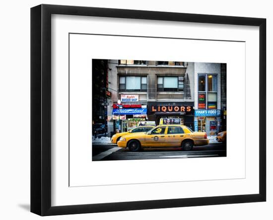 Urban Scene with Yellow Taxis Manhattan Winter-Philippe Hugonnard-Framed Art Print