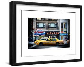 Urban Scene with Yellow Taxis Manhattan Winter-Philippe Hugonnard-Framed Art Print