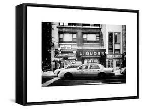 Urban Scene with Yellow Taxis Manhattan Winter-Philippe Hugonnard-Framed Stretched Canvas