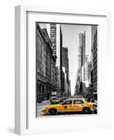 Urban Scene with Yellow Taxis-Philippe Hugonnard-Framed Art Print