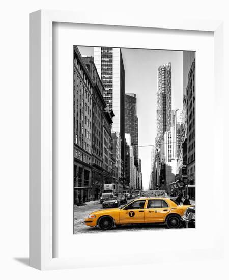 Urban Scene with Yellow Taxis-Philippe Hugonnard-Framed Art Print