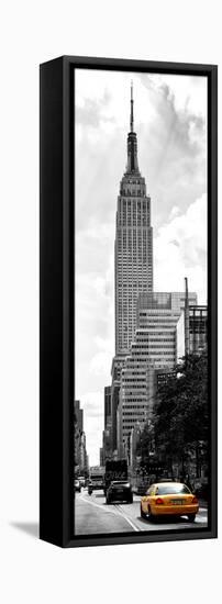 Urban Scene, Yellow Cab and Empire State Buildings View, Midtown Manhattan, NYC-Philippe Hugonnard-Framed Stretched Canvas