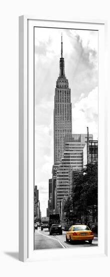 Urban Scene, Yellow Cab and Empire State Buildings View, Midtown Manhattan, NYC-Philippe Hugonnard-Framed Photographic Print