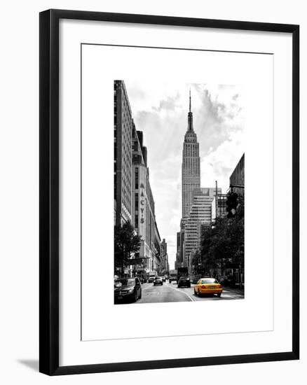 Urban Scene, Yellow Cab, Empire State Buildings and Macy's Views, Midtown Manhattan, NYC-Philippe Hugonnard-Framed Art Print