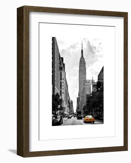 Urban Scene, Yellow Cab, Empire State Buildings and Macy's Views, Midtown Manhattan, NYC-Philippe Hugonnard-Framed Art Print