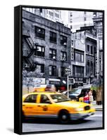 Urban Scene, Yellow Taxi, 34th St, Downtown Manhattan, New York, United States, Art Colors-Philippe Hugonnard-Framed Stretched Canvas