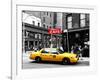 Urban Scene, Yellow Taxi, Prince Street, Lower Manhattan, NYC, Black and White Photography Colors-Philippe Hugonnard-Framed Photographic Print